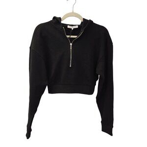 NWT WeWoreWhat Fleece Lined Half Zip Crop Hoodie Jacket Size XS